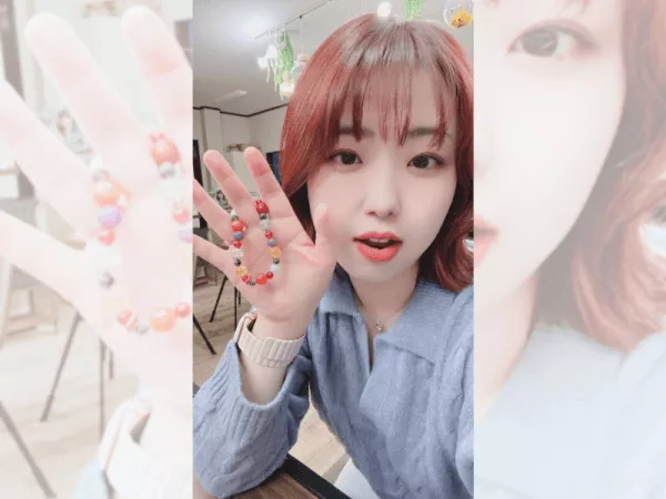 【５】すべてのパワーストーンとオプションパーツにゴムを通して結びます！